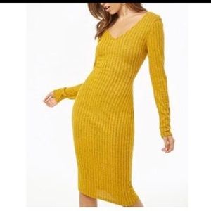 Forever 21 Yellow Long Sleeve Dress
